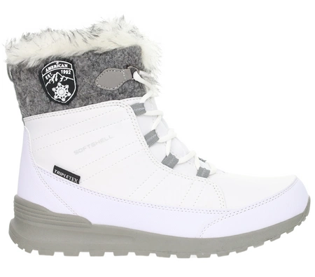 Białe śniegowce damskie niskie SOFTSHELL American Club