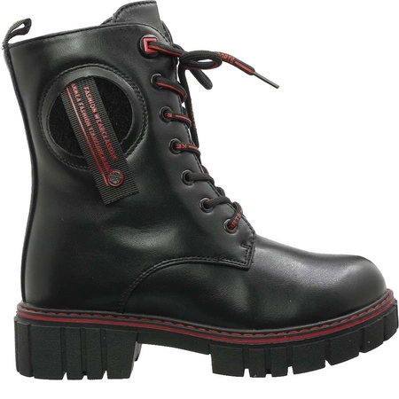 Czarne glany buty zimowe dziewczęce MissE