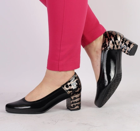 Komfortowe czółenka damskie skórzane na niskim obcasie Gino Fabiani