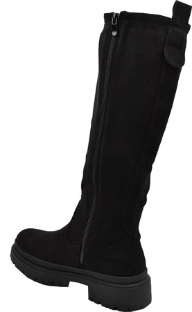 Czarne kozaki płaskie damskie zamszowe Jezzi