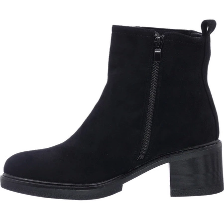 Botki zamszowe damskie czarne na klocku Malu