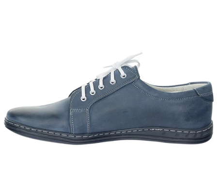 Niebieskie półbuty męskie sportowe skórzane POLBUT