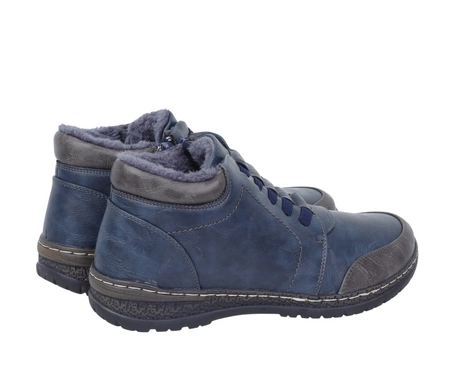 Granatowe trzewiki damskie ciepłe botki komfortowe Rozmiarówka ZANIŻONA