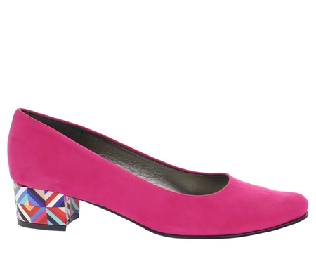 Płaskie fuksjowe czółenka eleganckie ze skóry zamszowej Lily od Azali