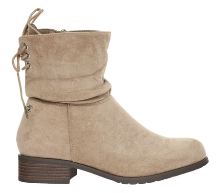 Botki damskie płaskie zamszowe beżowe Jezzi 21BT35-4257