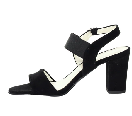Czarne sandały damskie na obcasie wsuwane Azali - Produkt Polski