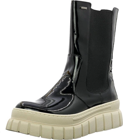 Lakierowane czarne botki skórzane na platformie Gino Fabiani 1651/5