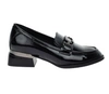 Eleganckie czarne półbuty damskie lakierowane mokasyny garniturowe VINCEZA