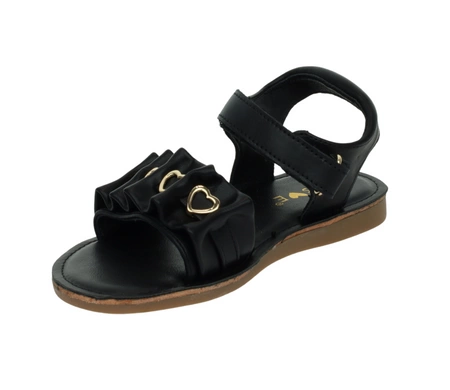 Czarne sandały dla dziewczynki eleganckie do sukienek Miss E