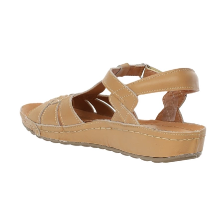 Skórzane sandały damskie płaskie komfortowe Gino Fabiani - Produkt Polski