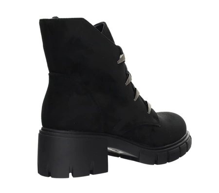 Czarne zamszowe ciepłe botki zimowe damskie rokowe Jezzi