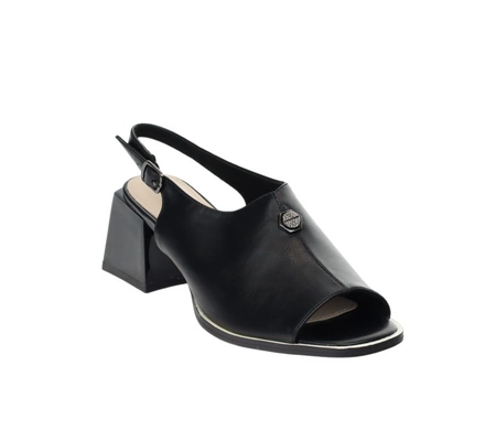 Czarne eleganckie sandały damskie na wygodnym szerokim obcasie Vinceza