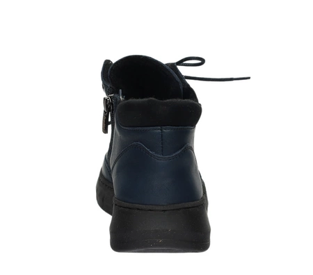 Skórzane buty zimowe damskie trzewiki na zamek Helios model 506