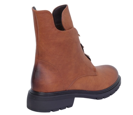 Brązowe botki damskie płaskie eleganckie i wygodne Jezzi