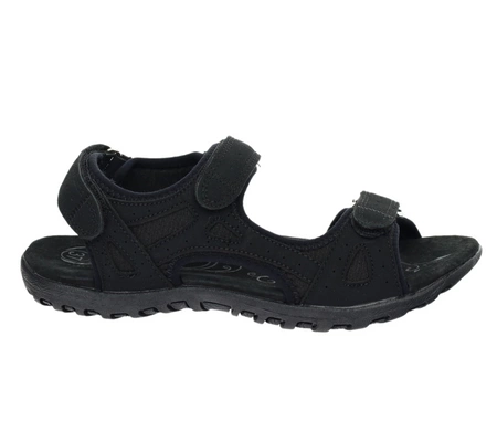 Czarne sandały damskie sportowe regulowane na rzepy skórzana wkładka