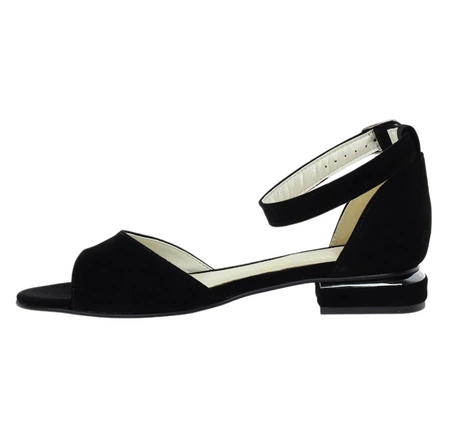 Czarne eleganckie sandały na niskim obcasie z zabudowaną piętą AZALI