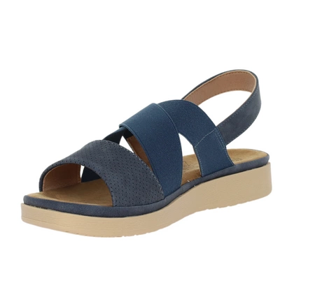 Granatowe sandały damskie na płaskiej podeszwie slip-on Jezzi