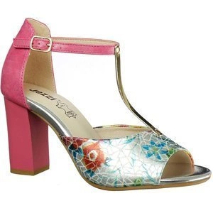 Różowe sandały damskie na obcasie pink Jezzi