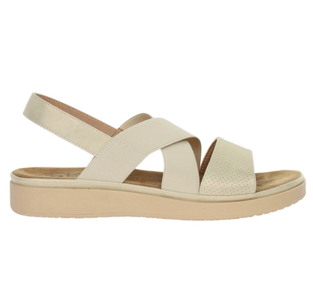 Bezowe eleganckie sandały damskie płaskie wsuwane Jezzi