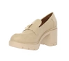 Beżowe mokasyny na klocku ze skóry licowej ekologicznej  Jezzi