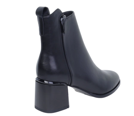 Eleganckie czarne botki damskie ze skóry naturalnej na obcasie Gino Fabiani