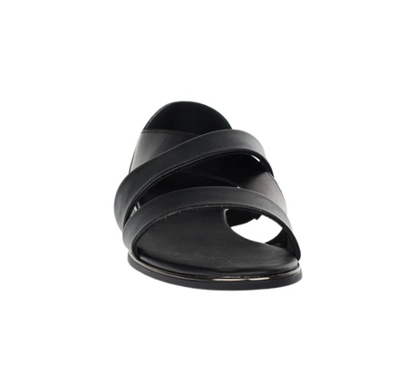 Czarne sandały płaskie z zakrytą piętą komfortowe Jezzi