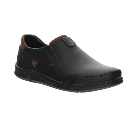 Czarne skórzane półbuty męskie wsuwane kościelne komfortowe POLBUT