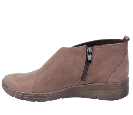 Brązowe zimowe półbuty ocieplane damskie skórzane