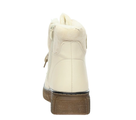 Beżowo-brązowe eleganckie trzewiki damskie zimowe buty płaskie JEZZI