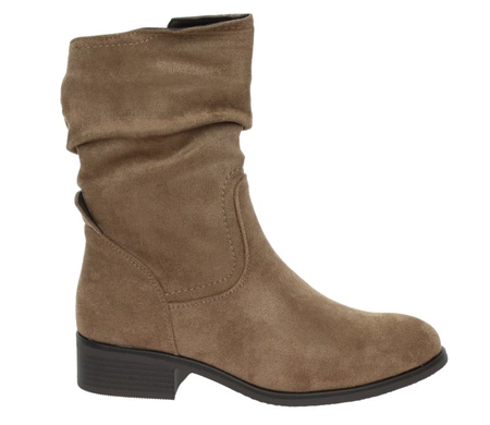 Brązowe płaskie botki damskie zamszowe jesienno-zimowe saszki klasyczne