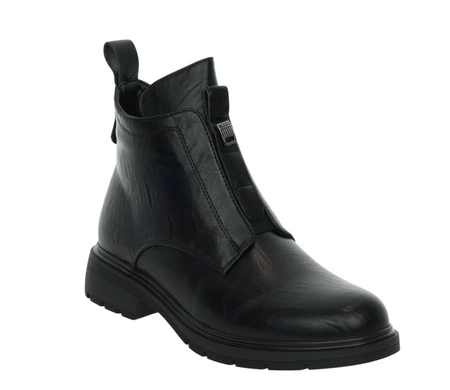 Czarne eleganckie buty zimowe damskie na płaskiej podeszwie na zamek Jezzi