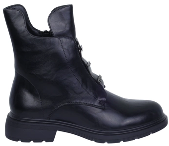 Czarne eleganckie botki damskie płaskie ocieplane komfortowe