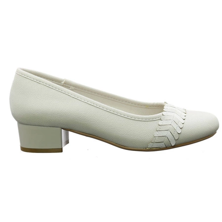 Białe czółenka damskie na niski obcasie Jezzi