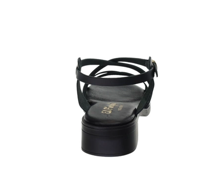 Czarne skórzane sandały damskie płaskie rzymianki Hiszpańskie El Pimpi