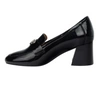 Czarne lakierowane półbuty damskie eleganckie na wygodnym obcasie VINCEZA