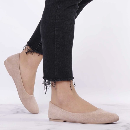 Damskie balerinki beżowe zamszowe Jezzi