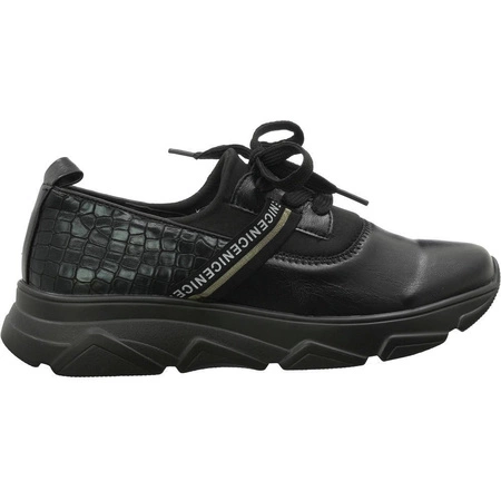 Eleganckie adidasy damskie czarne skórzane sneakersy Jezzi