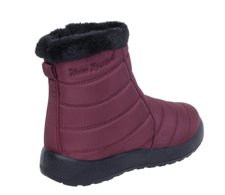 Bordowe śniegowce damskie na zamek wodoodporne Jezzi