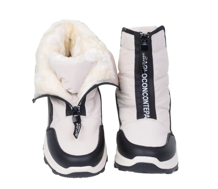 Jasne śniegowce damskie ciepłe buty zimowe na zamek NEWS