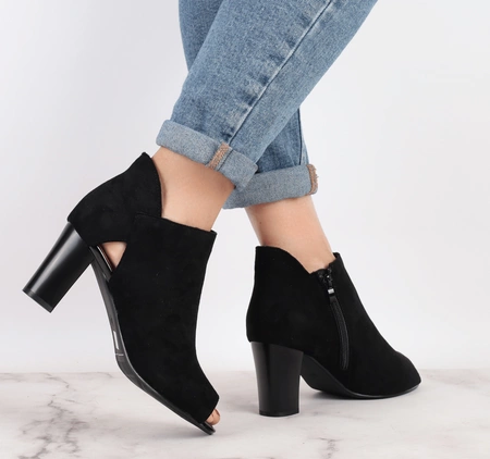 Botki damskie na obcasie peep-toe wiosenne Jezzi