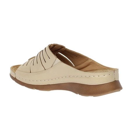 Beżowe zdrowotne klapki damskie szyte Jezzi