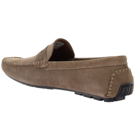 Brązowe zamszowe mokasyny męskie skórzane welurowe nobukowe American Club