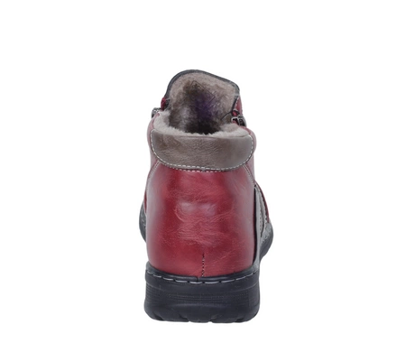 Czerwone botki damskie ciepłe na dwa zamki trzewiki babcine UNISOFT