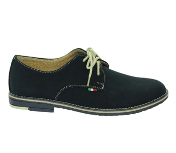 Granatowe nobukowe półbuty chłopięce garniturowe KMK