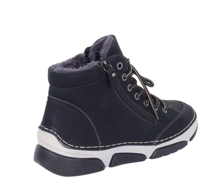 Czarne trzewiki damskie komfortowe botki zimowe ciepłe na zamek i sznurowadła HAIDRA