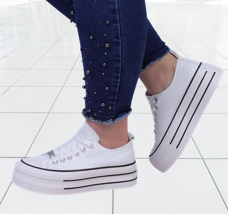 Białe trampki damskie na grubej podeszwie adidasy NEWS