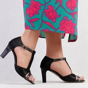 Czarne sandały damskie skórzane Polskie taneczne Gino Fabiani