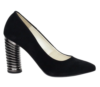 Czarne zamszowe czółenka na eleganckim obcasie Massimo Lucchesi