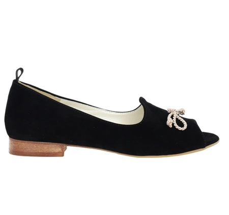 Czarne eleganckie baleriny z odkrytymi palcami od Azali