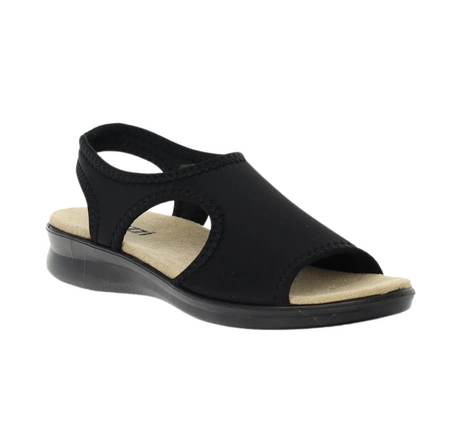 Czarne lekkie płaskie sandały damskie z elastyczną cholewką Jezzi